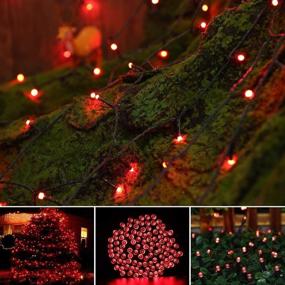 img 1 attached to 🎄 Solar Christmas Lights 72ft 200 LED 8 Modes - Waterproof Solar String Lights for Garden, Patio, Fence, Balcony, Outdoors (Red)