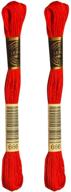 🧵 le paon embroidery floss - 2-pack six strand 100% long staple cotton embroidery thread - 8.7-yard - bright christmas red (col no: 666) logo