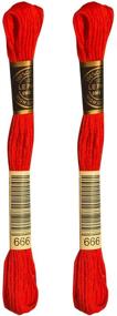 img 3 attached to 🧵 LE PAON Embroidery Floss - 2-Pack Six Strand 100% Long Staple Cotton Embroidery Thread - 8.7-Yard - Bright Christmas Red (Col NO: 666)