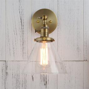 img 2 attached to 🕯️ Antique Permo Single Sconce, 1-Light Wall Sconce Wall Lamp with clear glass funnel flared shade