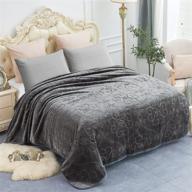 🛏️ jyk luxury fleece plush blanket 3.5 lb, 1 ply, korean mink blanket queen 75" x 91" - soft and warm, lightweight and cozy solid color embossed fleece blanket for bed (grey) logo