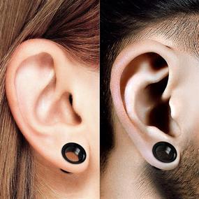 img 1 attached to 🔌 2 Sets of Acrylic Double Flared Saddle Piercing Jewelry Plugs by BIG GAUGES - Internally Threaded, Screw-Fit Flesh Tunnel Stretcher for Ear Lobe