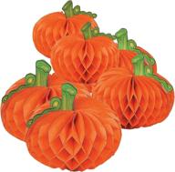 halloween-themed party decorations: 2-pack (12 count) of fun express hanging honeycomb paper tissue pumpkins logo