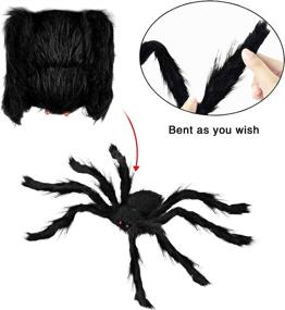 img 2 attached to 🕷️ Halloween Realistic Hairy Spiders Set (4 Pack), Spider Props for Halloween Decorations, Scary Spiders in Various Sizes for Indoor and Outdoor House Yard (47”, 30”, 24”, 24”)