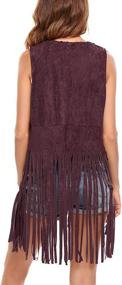 img 3 attached to 🧥 Hotouch Women's Fringe Vest: Faux Suede Tassels, Vintage Hippie Style, Sleeveless Cardigan