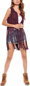 img 2 attached to 🧥 Hotouch Women's Fringe Vest: Faux Suede Tassels, Vintage Hippie Style, Sleeveless Cardigan