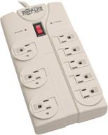 🔌 tripp lite tlp808 8 outlet surge protector power strip with 8ft cord, right angle plug, lifetime insurance &amp; $75k insurance - light gray логотип