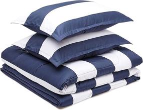 img 3 attached to 🛏️ Navy Rugby Stripes: Amazon Basics Full/Queen Reversible Comforter Set – Ultra-Soft Microfiber