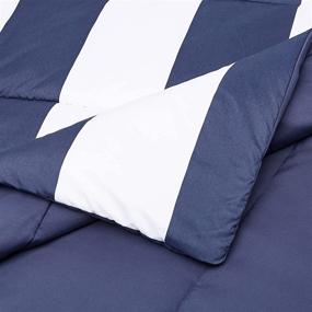 img 1 attached to 🛏️ Navy Rugby Stripes: Amazon Basics Full/Queen Reversible Comforter Set – Ultra-Soft Microfiber