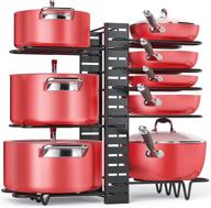 🍳 adjustable pan organizer rack for cabinet - 3 diy methods, 8 tier pot and pans organizer, large & small kitchen cookware organizer логотип