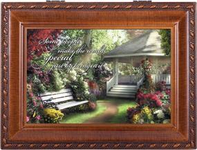 img 3 attached to 🎵 Cottage Garden Gazebo Wooden Jewelry Music Box with World Special Woodgrain Rope Trim - Plays 'Wonderful World'