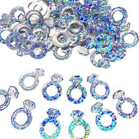 img 4 attached to 💍 Iridescent Silver Wedding Decorations: Diamond Ring Foil Table Confetti for Engagement, Valentine's Day, Bachelorette, Bridal Shower Party Favors - 1.5 oz/Bag with 700-800 Pieces