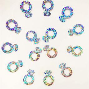 img 3 attached to 💍 Iridescent Silver Wedding Decorations: Diamond Ring Foil Table Confetti for Engagement, Valentine's Day, Bachelorette, Bridal Shower Party Favors - 1.5 oz/Bag with 700-800 Pieces