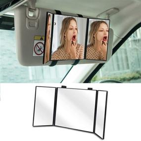 img 4 attached to 🚗 Car Visor Mirror - Huicocy Makeup Travel Vanity Mirror for Car - Clip On Sun Visor Auto Supplies 310mm 12 Inch Universal for Car Truck SUV Rear View Mirror - Black