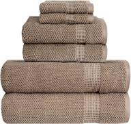 🛀 bella 6 pc towel set: 100% combed cotton, tan popcorn weave design - ultra soft & highly absorbent - 2 bath towels, 2 hand towels, 2 wash cloths - 550 gsm logo