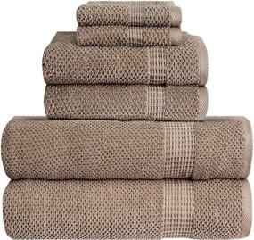 img 4 attached to 🛀 Bella 6 PC Towel Set: 100% Combed Cotton, Tan Popcorn Weave Design - Ultra Soft & Highly Absorbent - 2 Bath Towels, 2 Hand Towels, 2 Wash Cloths - 550 GSM