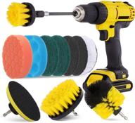 ultimate drill brush set for effortless cleaning - power scrubber drill brush pad sponge kit with extend attachment for bathroom, car, grout, carpet, floor, tub, shower, tile, corners, kitchen logo