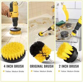 img 2 attached to Ultimate Drill Brush Set for Effortless Cleaning - Power Scrubber Drill Brush Pad Sponge Kit with Extend Attachment for Bathroom, Car, Grout, Carpet, Floor, Tub, Shower, Tile, Corners, Kitchen