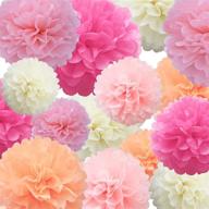 🎀 pink tissue paper pompoms: 22 pcs flower balls for party decoration - ideal for birthday, wedding, baby shower, and bridal shower! logo