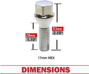 img 3 attached to 🔩 20-Piece Set of Chrome Lug Bolts - 12x1.5 Thread, Cone Seat Acorn Style, 17mm Hex, 28mm Shank Length
