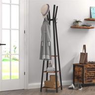 🧥 hoobro coat rack stand - free standing hall tree with shelves, hooks for clothes, hats, bags, and umbrella - ideal for entryway, hallway, bedroom - easy assemble - rustic brown bf82ym01 logo