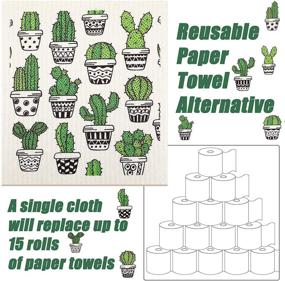 img 1 attached to 🌵 10-Piece Swedish Kitchen Dishcloths: Reusable Sponge Cleaning Cloths in 5 Styles, Absorbent & Washable Towels for Effective Kitchen Cleaning - Featuring Cactus Design