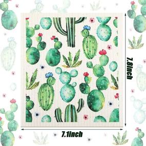 img 3 attached to 🌵 10-Piece Swedish Kitchen Dishcloths: Reusable Sponge Cleaning Cloths in 5 Styles, Absorbent & Washable Towels for Effective Kitchen Cleaning - Featuring Cactus Design