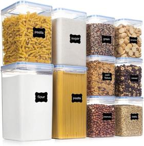 img 4 attached to 🍱 Airtight BPA-Free Food Storage Containers with Lids: Pantry Organization Set of 10 for Flour, Sugar, Baking Supplies, Plastic Canisters - Kitchen Storage Solution by PantryStar