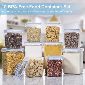 img 2 attached to 🍱 Airtight BPA-Free Food Storage Containers with Lids: Pantry Organization Set of 10 for Flour, Sugar, Baking Supplies, Plastic Canisters - Kitchen Storage Solution by PantryStar