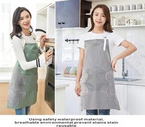 img 2 attached to 👨 Ultimate Waterproof Kitchen Apron with Adjustable Fit, Pockets, and Towel Bib for Men and Women - Perfect for Cooking!