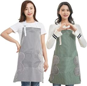 img 4 attached to 👨 Ultimate Waterproof Kitchen Apron with Adjustable Fit, Pockets, and Towel Bib for Men and Women - Perfect for Cooking!