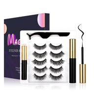 👁️ magnetic eyelashes and eyeliner kit: 5 pairs of 3d false lashes set, reusable and natural looking magnetic lashes with applicator - no glue required logo