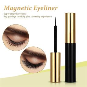 img 3 attached to 👁️ Magnetic Eyelashes and Eyeliner Kit: 5 Pairs of 3D False Lashes Set, Reusable and Natural Looking Magnetic Lashes with Applicator - No Glue Required