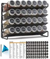 spaceaid 4-tier spice rack organizer with 28 glass spice jars (4oz), 386 spice labels, chalk marker, funnel set - black | ideal for cabinet pantry cupboard door countertop or wall mount logo