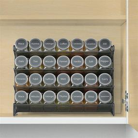 img 3 attached to SpaceAid 4-Tier Spice Rack Organizer with 28 Glass Spice Jars (4oz), 386 Spice Labels, Chalk Marker, Funnel Set - Black | Ideal for Cabinet Pantry Cupboard Door Countertop or Wall Mount