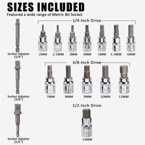 img 2 attached to 🔧 Набор гнездовых наконечников KingTool Hex Bit - 17 штук, 13-штучный 2-14 мм набор гнездовых наконечников Hex Bit, сталь S2, 3 шт. комплект адаптеров для гнездов с оффсетным клиньевым механизмом.