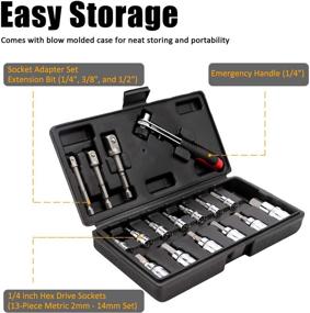 img 3 attached to 🔧 Набор гнездовых наконечников KingTool Hex Bit - 17 штук, 13-штучный 2-14 мм набор гнездовых наконечников Hex Bit, сталь S2, 3 шт. комплект адаптеров для гнездов с оффсетным клиньевым механизмом.