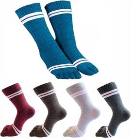 img 4 attached to 🧦 Comfortable Toe Socks for Running: Cotton Crew Five Finger Socks for Men Women - 5 Pack