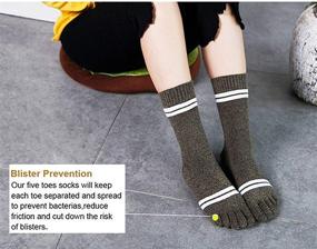 img 3 attached to 🧦 Comfortable Toe Socks for Running: Cotton Crew Five Finger Socks for Men Women - 5 Pack