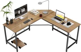 img 4 attached to 🖥️ DlandHome L-Shaped Computer Desk 59 inches x 59 inches: A Spacious and Functional Corner Table with CPU Stand- ZJ02-OB