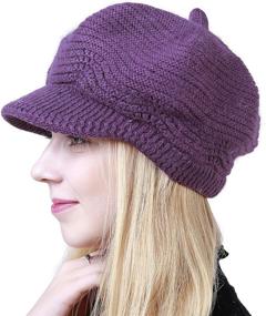 img 4 attached to Winter Warm Slouchy Cable Knit Beanie Skull Hat with Visor for Women by Muryobao