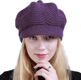 img 3 attached to Winter Warm Slouchy Cable Knit Beanie Skull Hat with Visor for Women by Muryobao