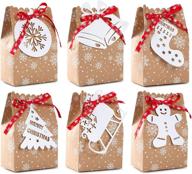 праздничная сумка для сладостей на рождество с снежинками, колокольчиками, саними, елкой, чулком и имбирем - 24 набора праздничных принадлежностей для вечеринки логотип