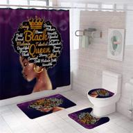 👸 black queen shower curtain set: african american women print, waterproof & non-slip rug included logo