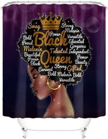 img 3 attached to 👸 Black Queen Shower Curtain Set: African American Women Print, Waterproof & Non-Slip Rug Included