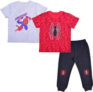 🕷️ marvel boy's 3-piece spider-man t-shirt and jogger pant set – an amazing marvel outfit! logo