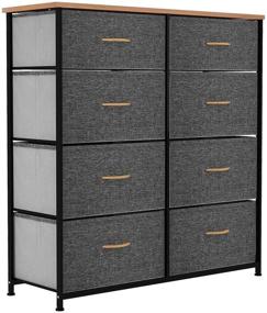 img 4 attached to 🗄️ YITAHOME Storage Tower Unit with 8 Drawers - Fabric Dresser for Bedroom & Closets - Sturdy Steel Frame & Wooden Top, Large Capacity Organizer for Living Room, Easy Pull Fabric Bins (Dark Grey)