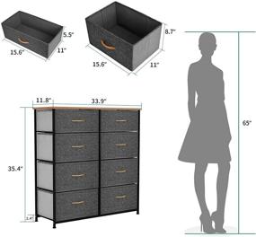 img 1 attached to 🗄️ YITAHOME Storage Tower Unit with 8 Drawers - Fabric Dresser for Bedroom & Closets - Sturdy Steel Frame & Wooden Top, Large Capacity Organizer for Living Room, Easy Pull Fabric Bins (Dark Grey)