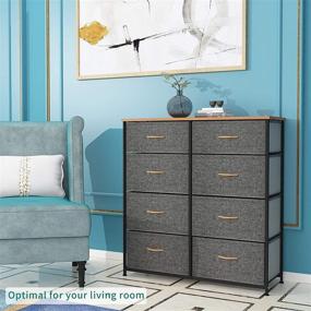 img 2 attached to 🗄️ YITAHOME Storage Tower Unit with 8 Drawers - Fabric Dresser for Bedroom & Closets - Sturdy Steel Frame & Wooden Top, Large Capacity Organizer for Living Room, Easy Pull Fabric Bins (Dark Grey)