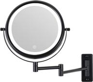 🪞 10x led wall mounted makeup mirror with 3 color lights - double sided, touch screen dimming, extension bathroom vanity mirror (black) logo